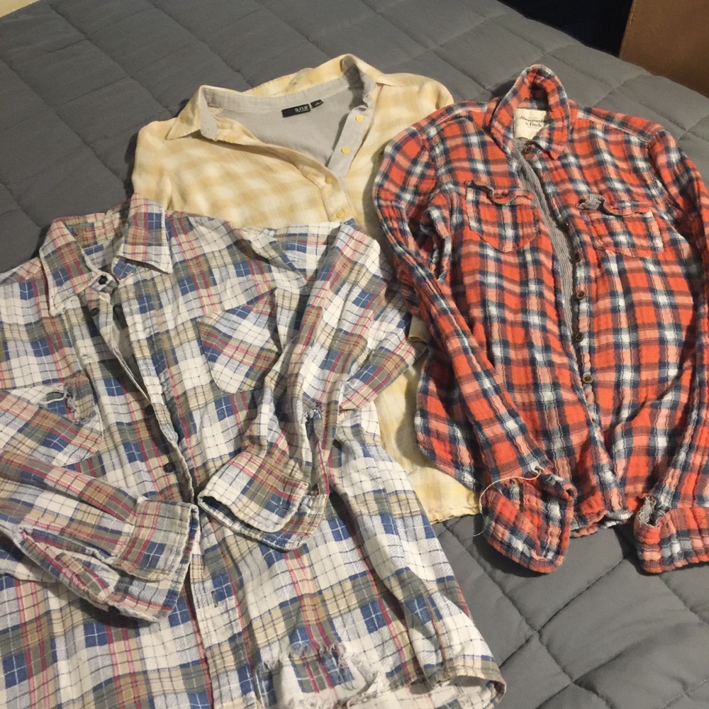 Lot of 3 vintage flannel long sleeve shirts
